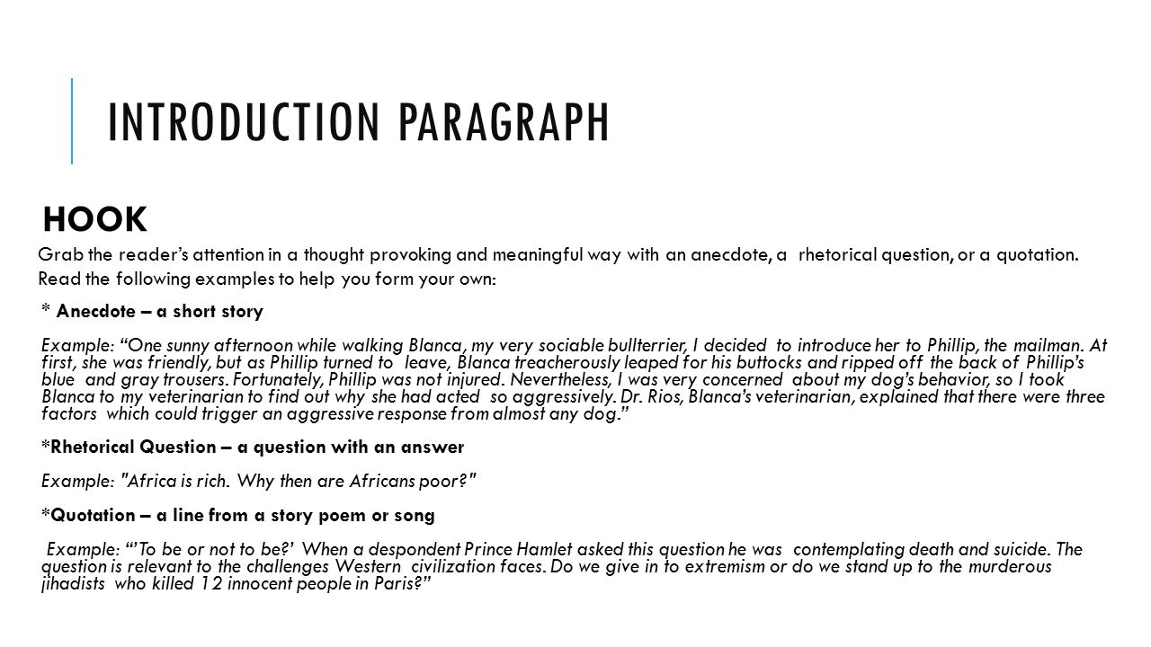 Producing A BODY PARAGRAPH FOR AN ESSAY: Framework AND Model